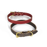 Collar de Cuero para Perro Sin Costuras de Latón y de color Rojo de 20mm